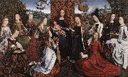 Master of the Saint Lucy Legend Virgin Surrounded by Female Saints oil on canvas